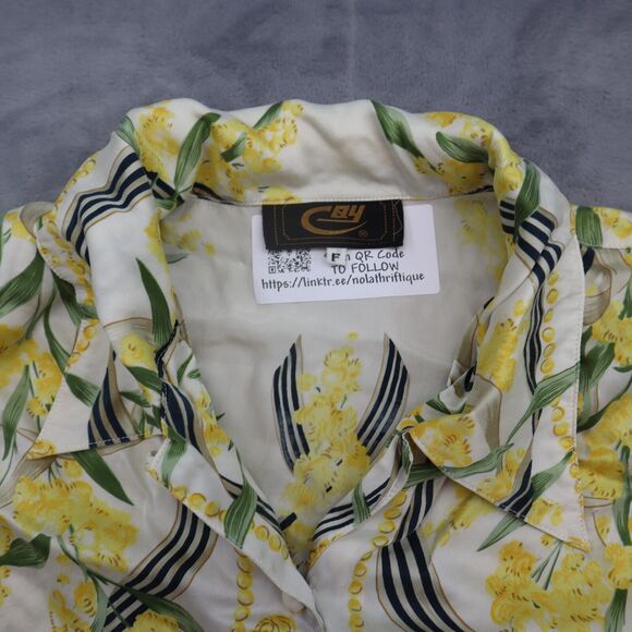 CQY Shirt Womens XL Multicolor Long Sleeve Collared Tropical Button Up - Picture 8 of 16